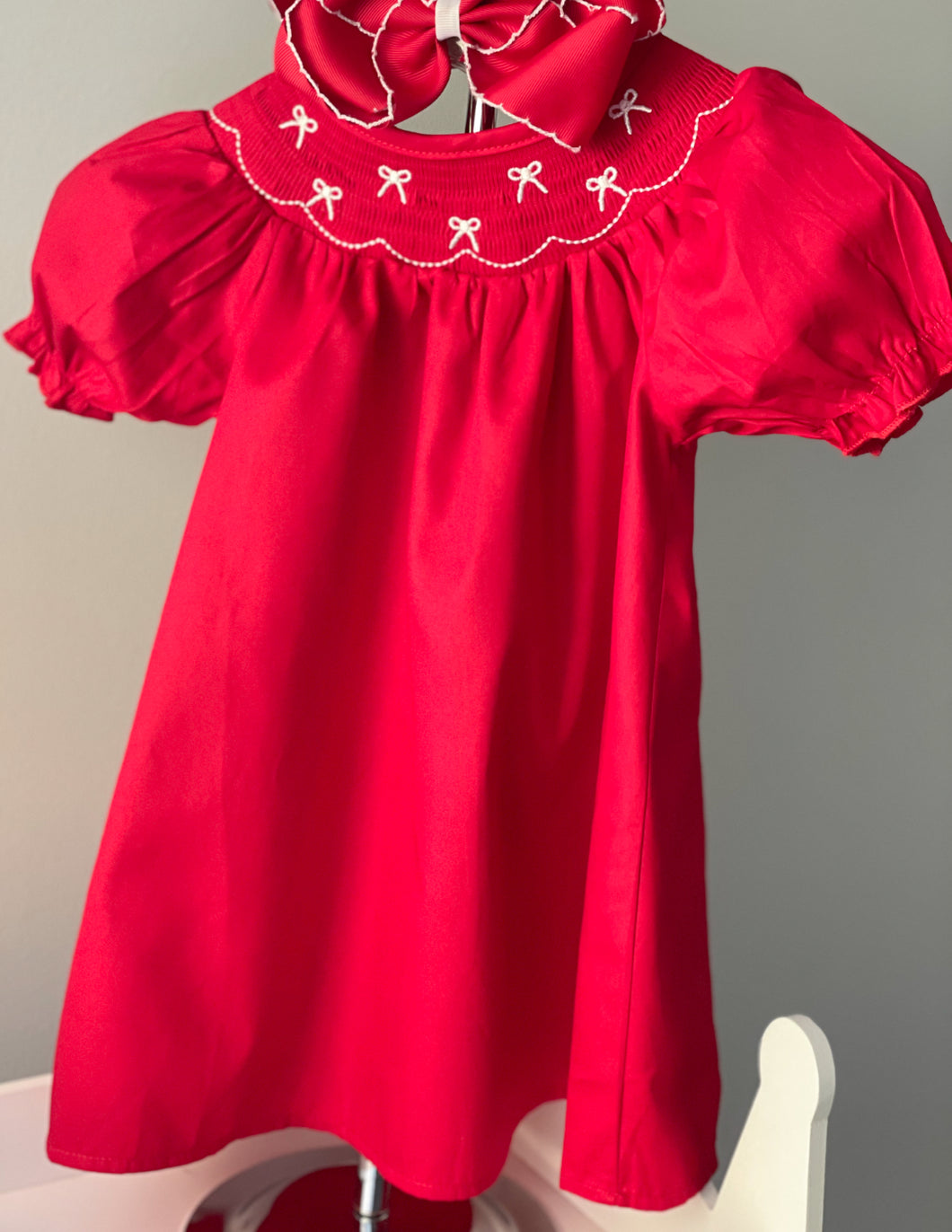 Smocked Christmas Bow Dress