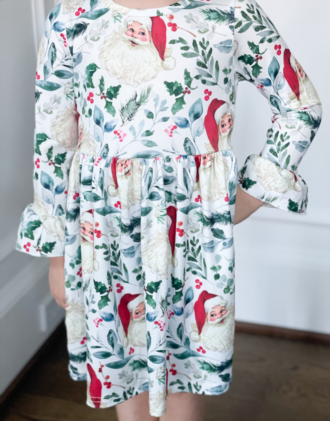 Vintage Santa Print Dress