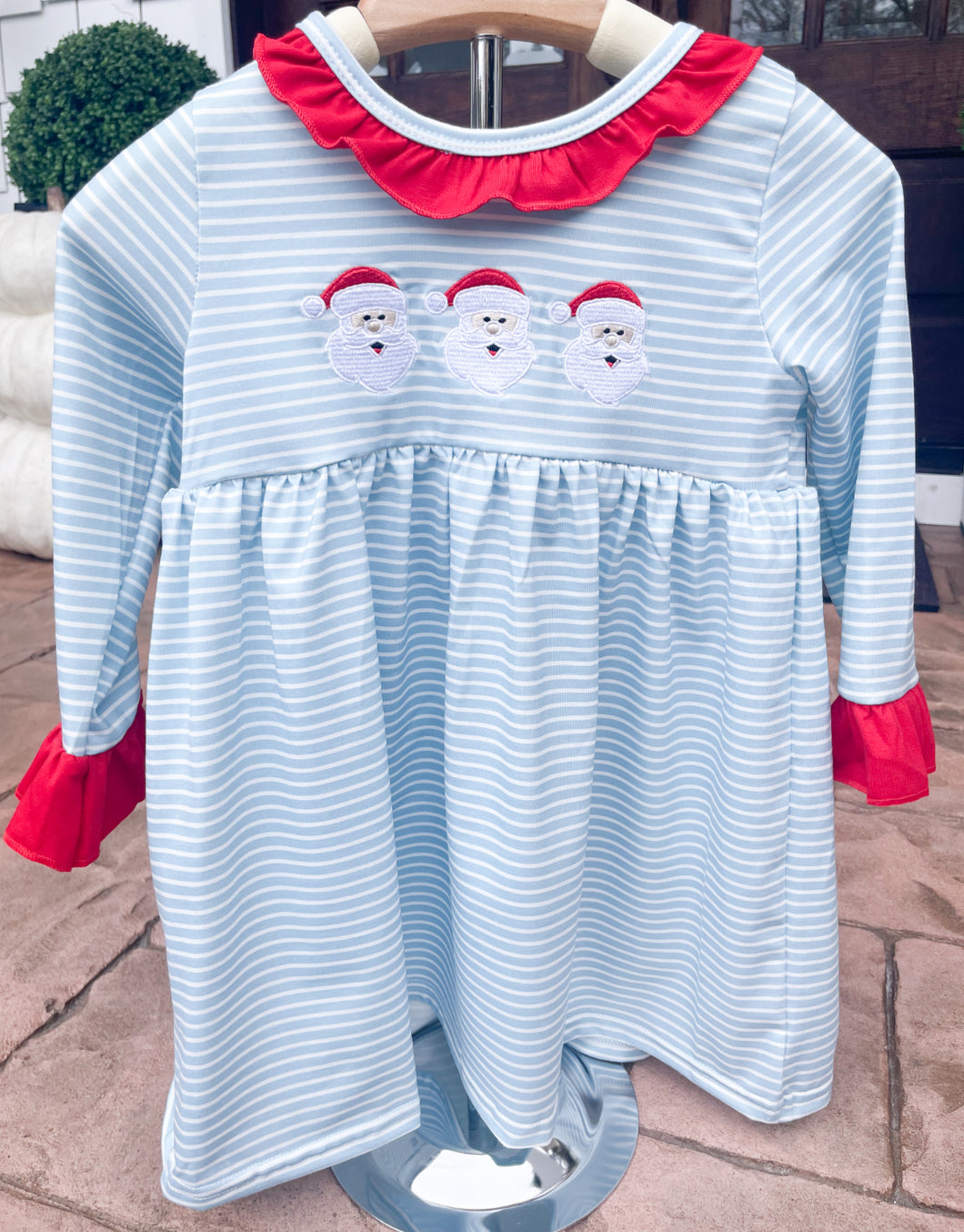 blue santa dress BLTIBY Christmas Dress for Women Fall Winter One Shoulder Long Sleeve Printed Fuzzy Wrap Hip Mrs Claus Costume Xmas Outfits Holiday Party Swing Dress Sky Blue S