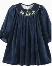 Load image into Gallery viewer, Velvet Nativity Smocked Dress
