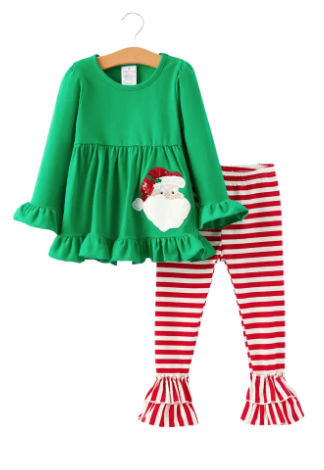 Santa Applique Striped Set