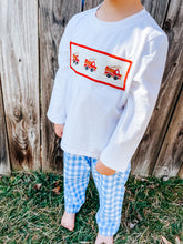 Load image into Gallery viewer, Fire Engine Smocked Pant Set
