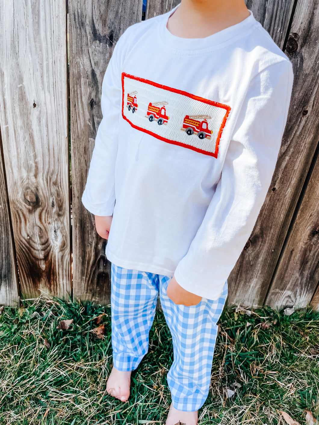 Fire Engine Smocked Pant Set