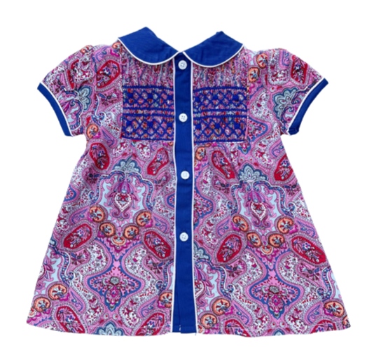 Pink Smocked Paisley Dress