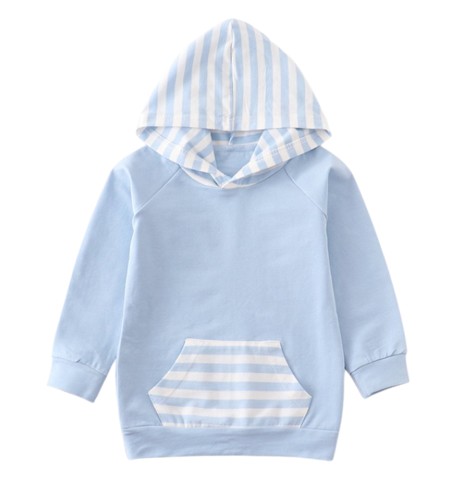 Blue & White Stripped Hooded Pullover