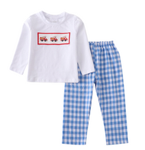 Load image into Gallery viewer, Fire Engine Smocked Pant Set
