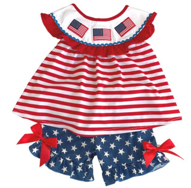 Stars and Stripes Ruffled Short Set