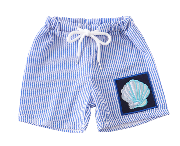 Seersucker Seashell Swim Trunks